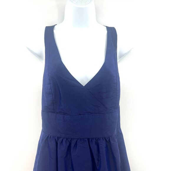 Lula Kate Deep Blue 100% Silk Cross Back Embellished Dress Women's 8 - Picture 2 of 9